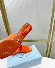 PRA TRIANGLE HEEL SATIN SLIPPERS BRIGHT ORANGE