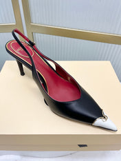 VALENTINO 26S SLINGBACK PUMPS 45 MM IN BLACK MIX WHITE CALFSKIN