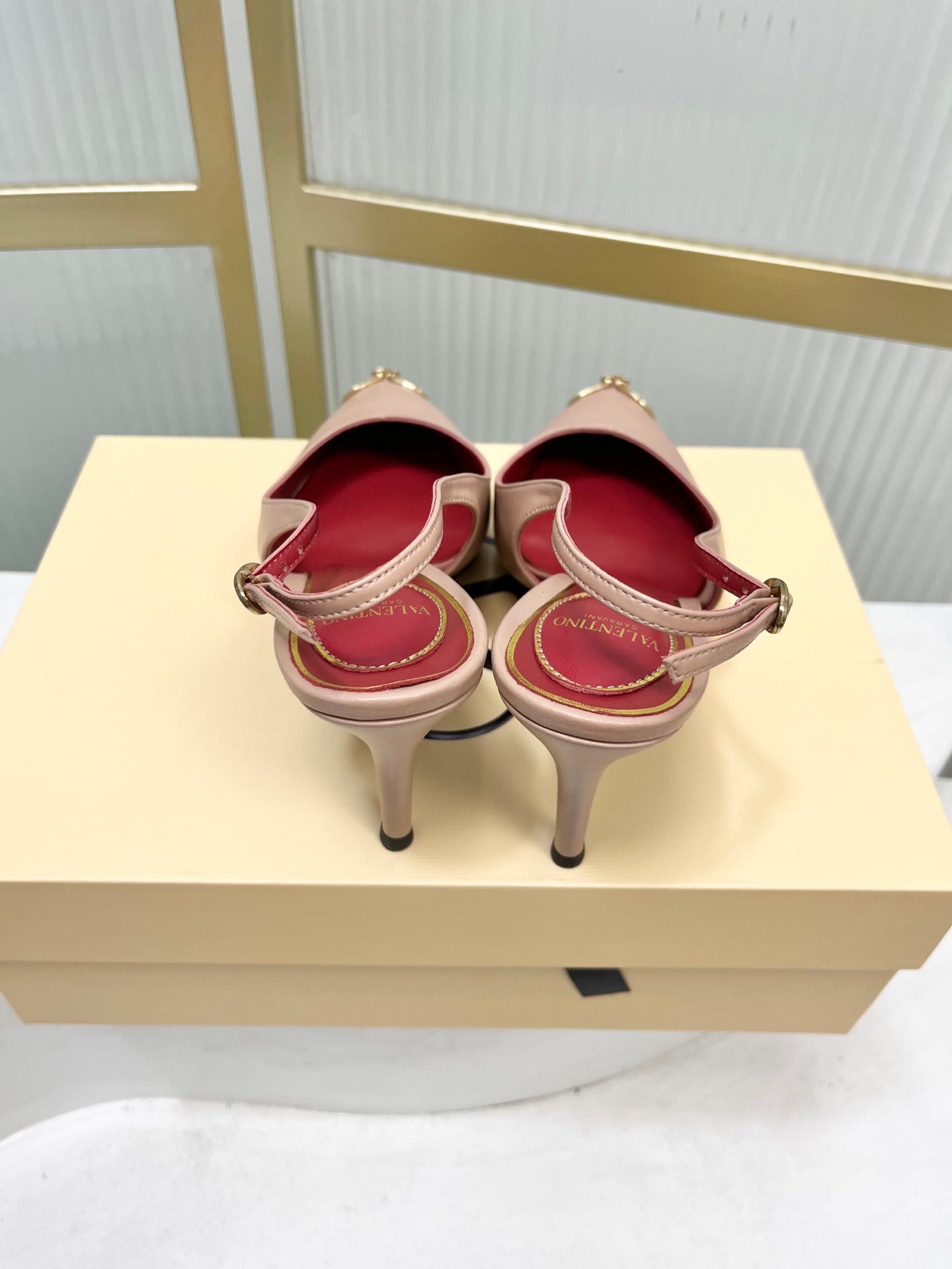 VALENTINO 26S SLINGBACK PUMPS 45 MM IN NUDE CALFSKIN