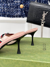 GG Vintage High Heel Slippers Pink Blush