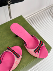 GG Vintage High Heel Slippers Pink