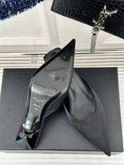 SL BARBARA MULES 55 BLACK SATIN CREPE