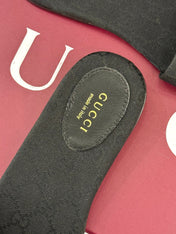 SLIDE SANDALS IN BLACK FABRIC EMBOSSED LOGO