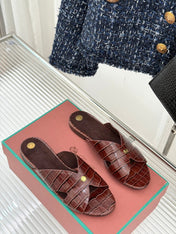LP SANDALS 25S IN MAHOGANY RED LAMBSKIN SNAKE EMBOSSING