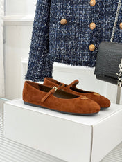 PRADA 25S SOFT PADDED BALLERINAS IN BURNT ORANGE SUEDE