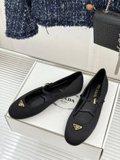 PRADA 25S BALLERINAS IN BLACK SATIN