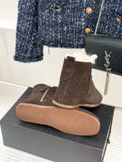 ALAIA 26S SNOW BOOTS IN DARK BROWN SUEDE AND WOOL