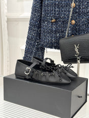 ALAIA 26S MARY JANE FLATS IN BLACK LAMBSKIN WITH BOW