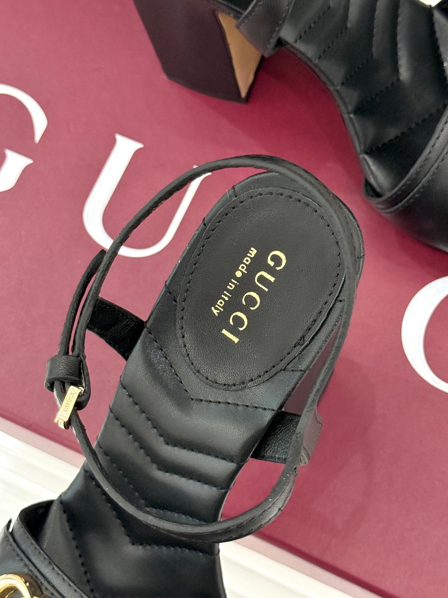 GUCCI 26S HIGH-HEELED SANDALS 120 MM IN BLACK CALFSKIN