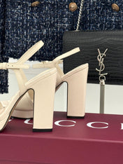 GUCCI 26S HIGH-HEELED SANDALS 120 MM IN CREAM WHITE CALFSKIN