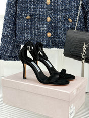 JIMMY CHOO 26S HIGH-HEEL SANDALS 100 MM IN BLACK SUEDE