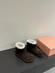 ANKLE BOOTS IN DARK CHOCOLATE SUEDE AND FLEECE LINING