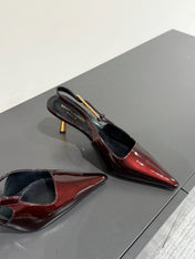 LEE SLINGBACK MID PUMPS IN WINE RED SHINY CALFSKIN