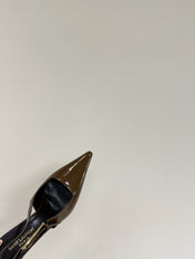 LEE SLINGBACK MID PUMPS IN BARK BROWN SHINY CALFSKIN