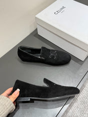 LOAFERS IN BLACK SUEDE EMBROIDERED LOGO