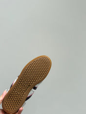 JOGGER LOW LACE-UP SNEAKER IN CALFSKIN & SUEDE WHITE/BEIGE/RED