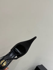 YSL HIGH SLINGBACK 25S IN BLACK SATIN