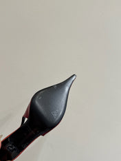 YSL HIGH SLINGBACK 25S IN DARK RED GLOSSY LAMBSKIN