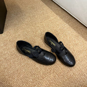 CHANEL 26S MARY JANE SLINGBACK FLATS IN BLACK CALFSKIN CAP TOE RIBBON STRAP