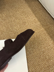 CHANEL 26S MARY JANE FLATS IN DARK BROWN SUEDE WITH CC LOGO