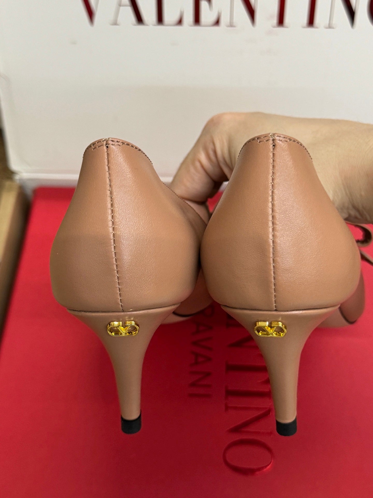VALENTINO 26S HIGH HEEL SHOES IN NUDE PINK CALFSKIN WITH BOW