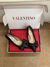 VALENTINO 26S HIGH HEEL SHOES IN BLACK CALFSKIN WITH BOW