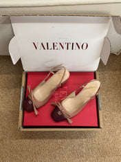 VALENTINO 26S HIGH HEEL SLINGBACKS IN BROWN CALFSKIN