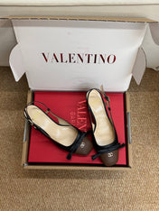VALENTINO 26S HIGH HEEL SLINGBACKS IN BROWN AND BLACK CALFSKIN