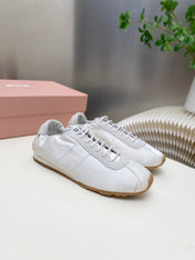 MIUMIU 26S SNEAKERS IN WHITE PLUME SATIN