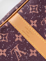 LV 25S KEEPALL 50 MONOGRAM CRYSTALS IN DARK PURPLE CANVAS AND CALFSKIN TRIM