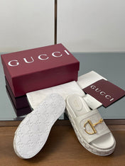 HIGH 5.5 CM WEDGE SANDALS IN CREAM WHITE CALFSKIN AND FABRIC