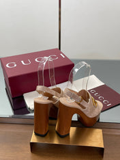 HIGH HEEL SANDALS 13 CM IN BEIGE CALFSKIN MIX SUEDUE GOLD HARDWARE