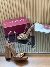 GUCCI 26S HIGH-HEEL SANDALS 125 MM IN DARK BROWN LAMBSKIN