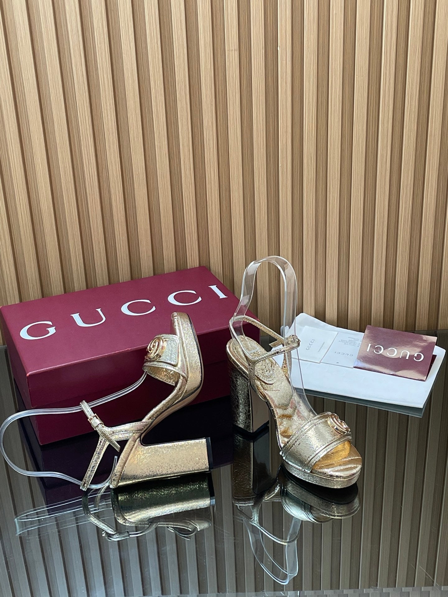 GUCCI 26S HIGH-HEEL SANDALS 125 MM IN METALLIC GOLD LAMBSKIN
