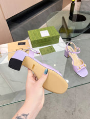 GG HIGH HEELS SANDALS 60 IN PURPLE LAMBSKIN