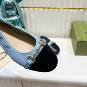 GG BALLET SUPER SLIM BUCKLE BLACK AND SKY LAMBSKIN