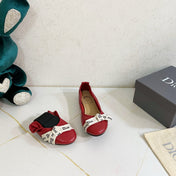 DIOR 26S BOW BALLET FLATS IN DARK RED CALFSKIN
