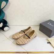 DIOR 26S MARY JANE FLATS IN BEIGE CALFSKIN