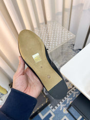 THE ROW 26S BALLET FLATS IN BLACK CALFSKIN ELASTIC TRIM WITH BOW