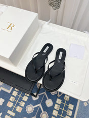 THE ROW 26S THONG SANDALS IN BLACK CALFSKIN
