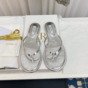 THE ROW 26S THONG SANDALS IN SILVER CALFSKIN
