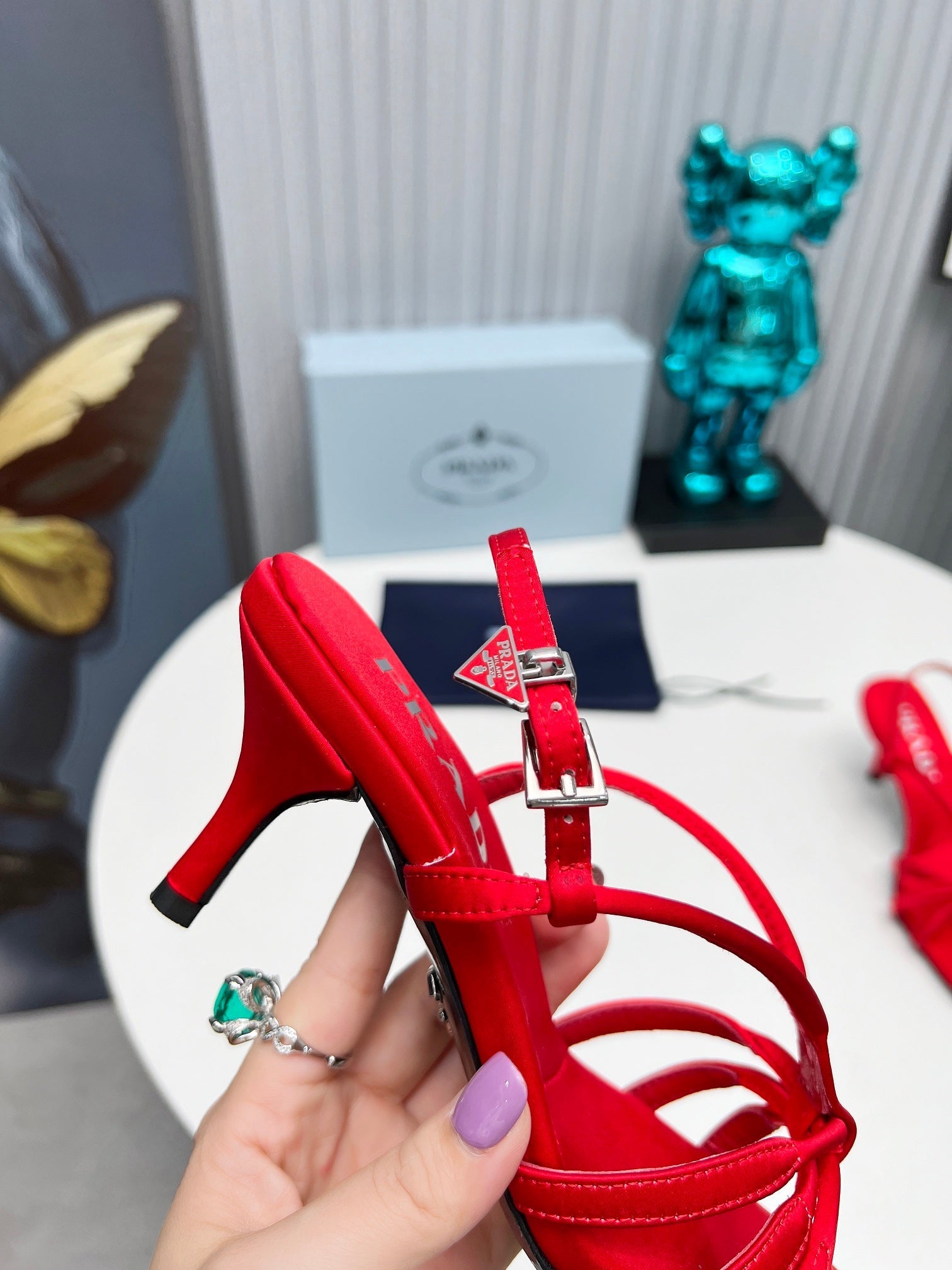 PRADA 26S STRAPPY SANDALS STILETTO HEEL 60MM IN DARK RED SATIN