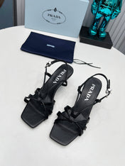 PRADA 26S STRAPPY SANDALS STILETTO HEEL 60MM IN BLACK CALFSKIN