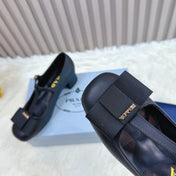 PRADA 26S T-STRAP MARY JANE PUMPS 40MM IN BLACK CALFSKIN WITH BOW