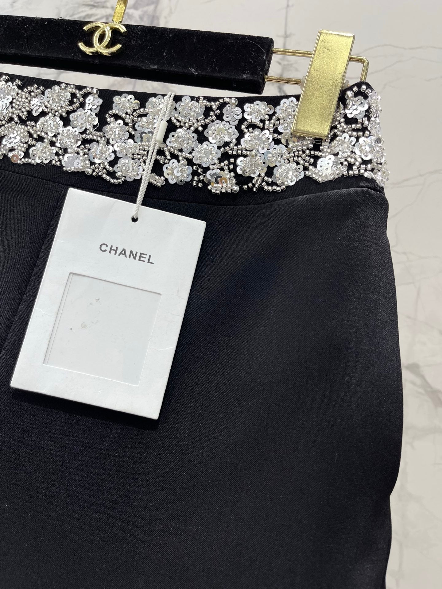 CHANEL 26S BEADED BODYCON SHORTS STYLE 1113
