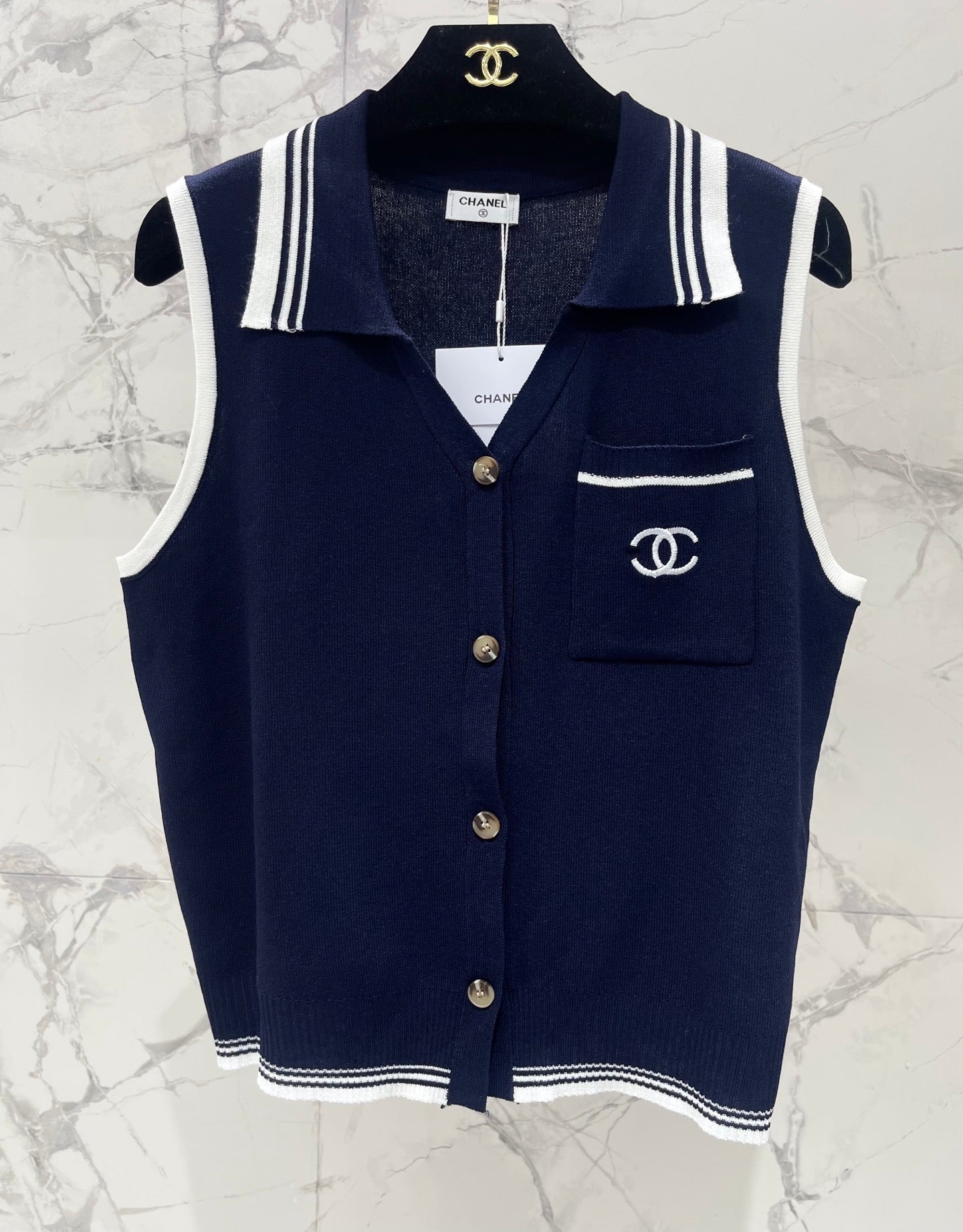 CHANEL 26S SLEEVELESS KNIT TOP 1416