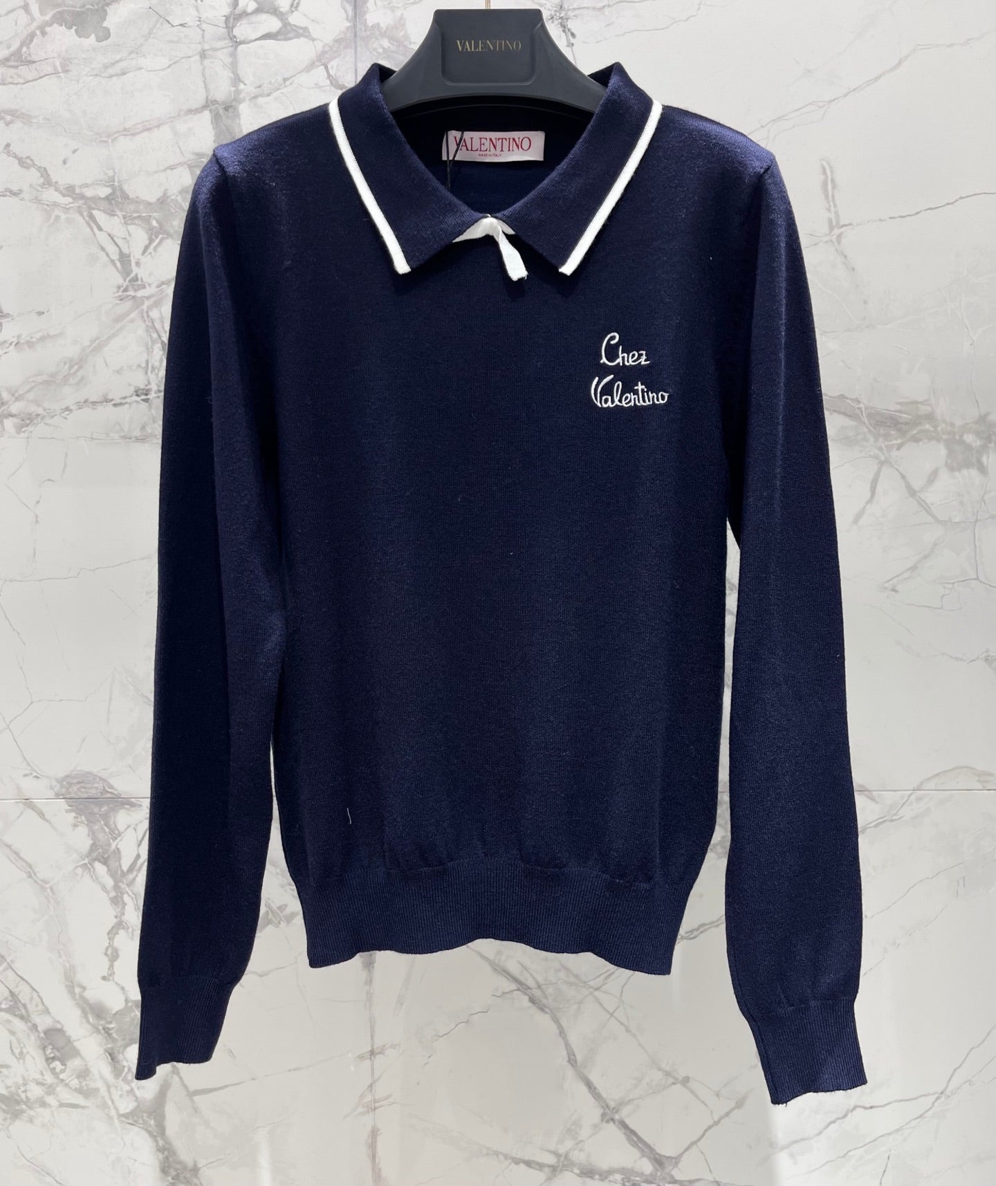 VALENTINO 26S LONG-SLEEVE KNIT POLO SHIRT 354
