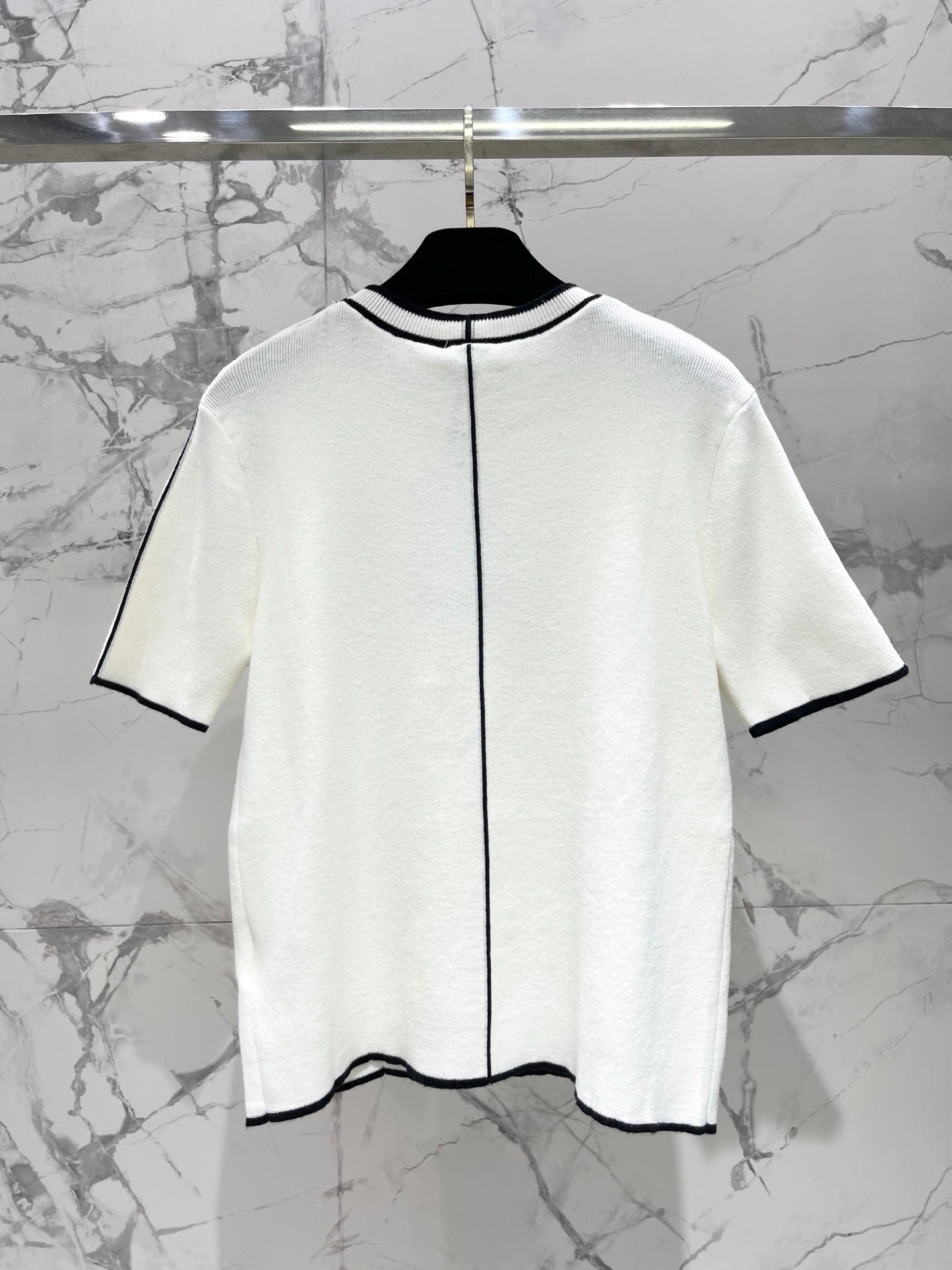 CHANEL 26S SHORT SLEEVE CREW NECK KNIT TOP 1628