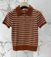 MIUMIU 26S SHORT-SLEEVE KNIT POLO SHIRT 1393