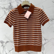 MIUMIU 26S SHORT-SLEEVE KNIT POLO SHIRT 1393